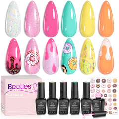 Beetles Gel UV Conjunto Helado Naranjado, tono pastel suave para uñas elegantes.