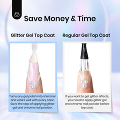 Beetles Guardian Gold Top Coat en uñas con efecto cromado.