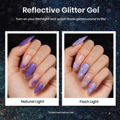 Beetles muestras uñas destellos holográficos para manicura rápida.