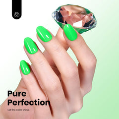 Beetles Neon Verde Gel Esmalte, pigmento rico para color consistente en cada capa.