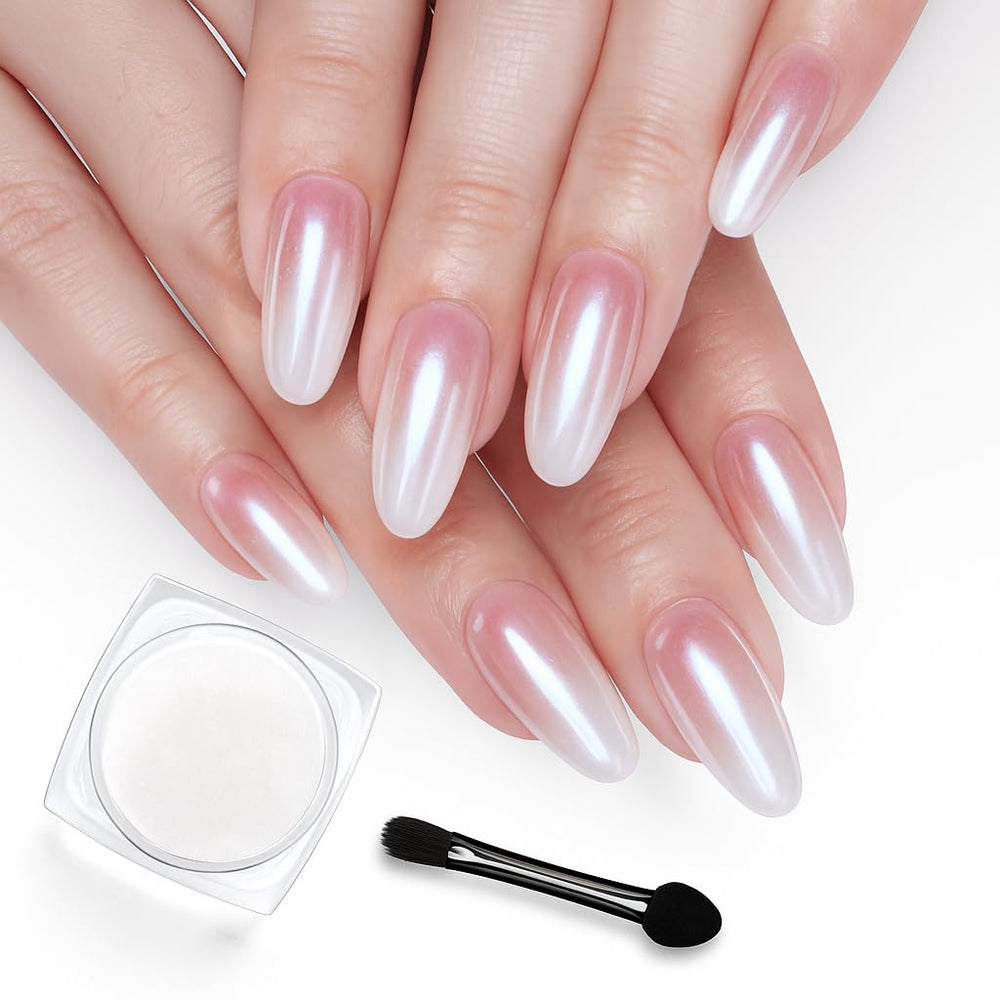 Beetles polvos uñas blanco cromo: brillo cromado duradero para uñas.