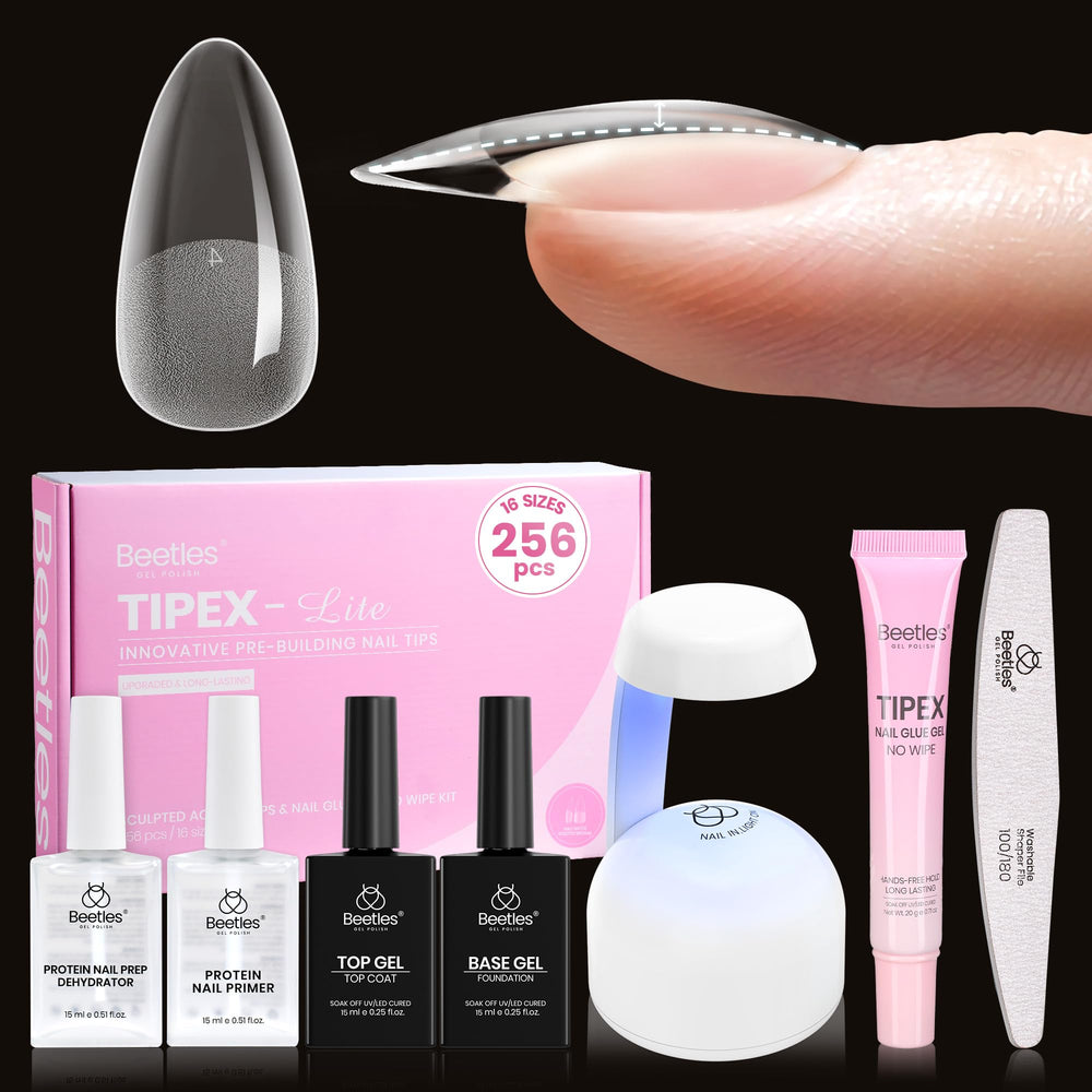 Beetles Tipex Lite Kit tapas de uñas naturales listas para una aplicación precisa