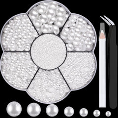 BELLEBOOST perla de 2 mm, media redonda plana blanca para uñas y decoraciones