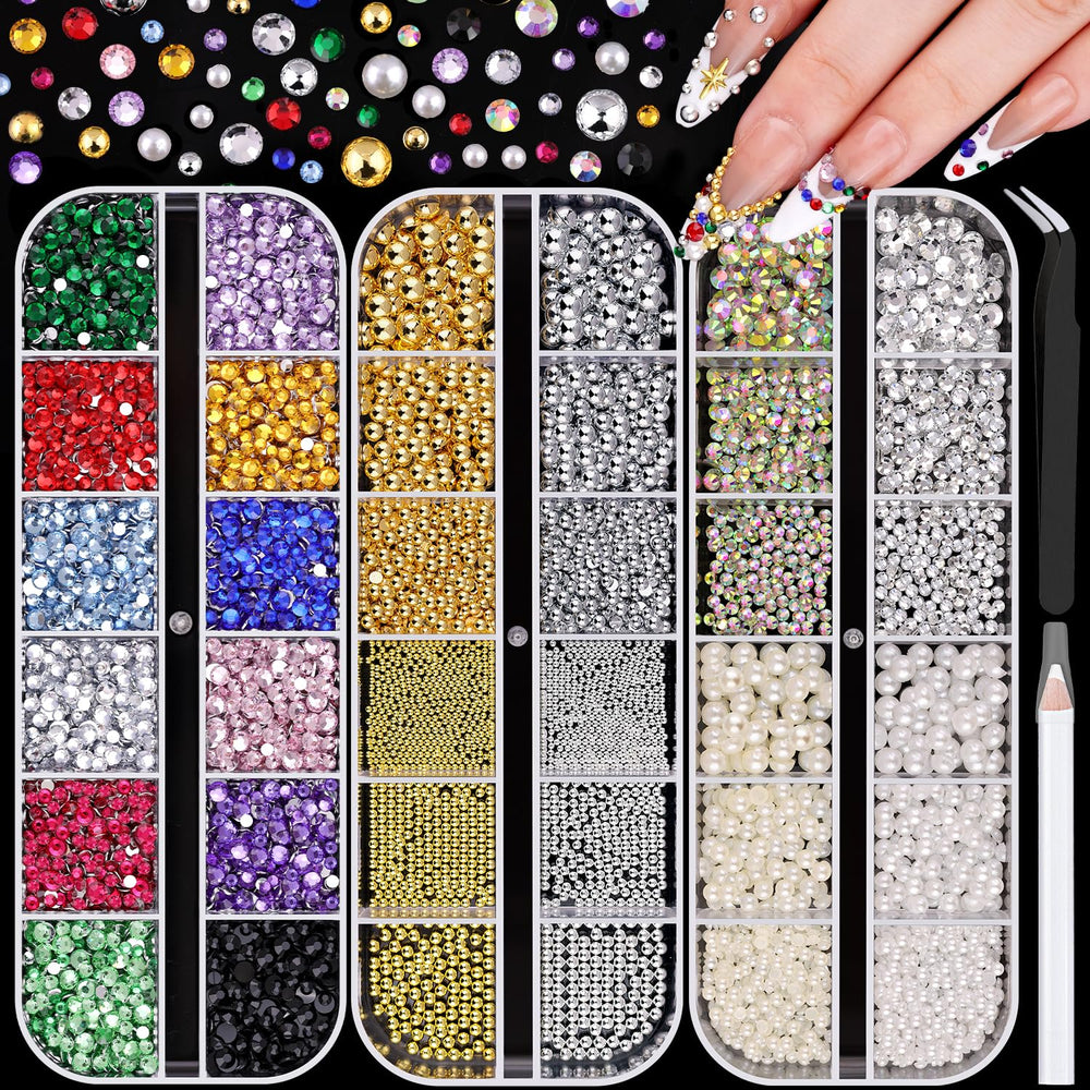 BELLEBOOST strass-piedras para uñas en blanco y beige con brillo duradero.