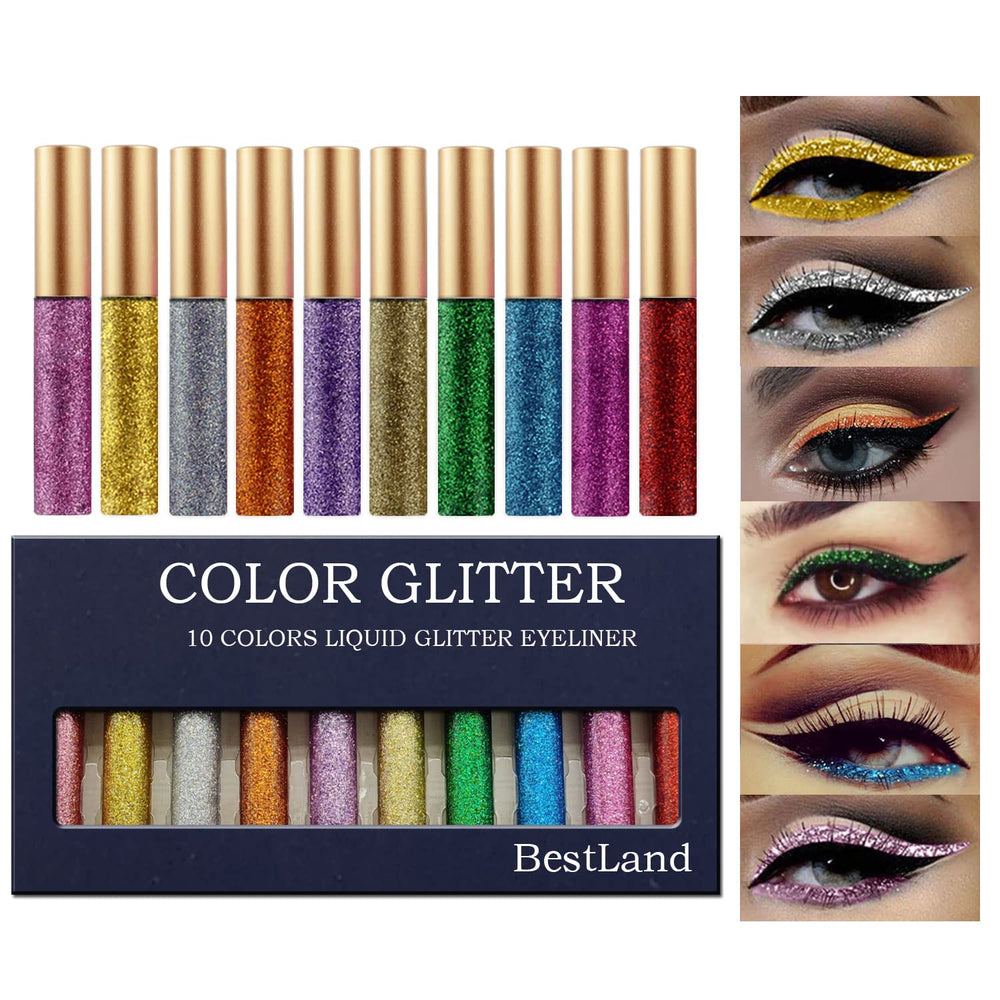 BestLand delineador líquido brillo 10 colores para apariencias vibrantes y duraderas