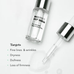Bioeffect EGF Suero, ingredientes clave como EGF y ácido hialurónico