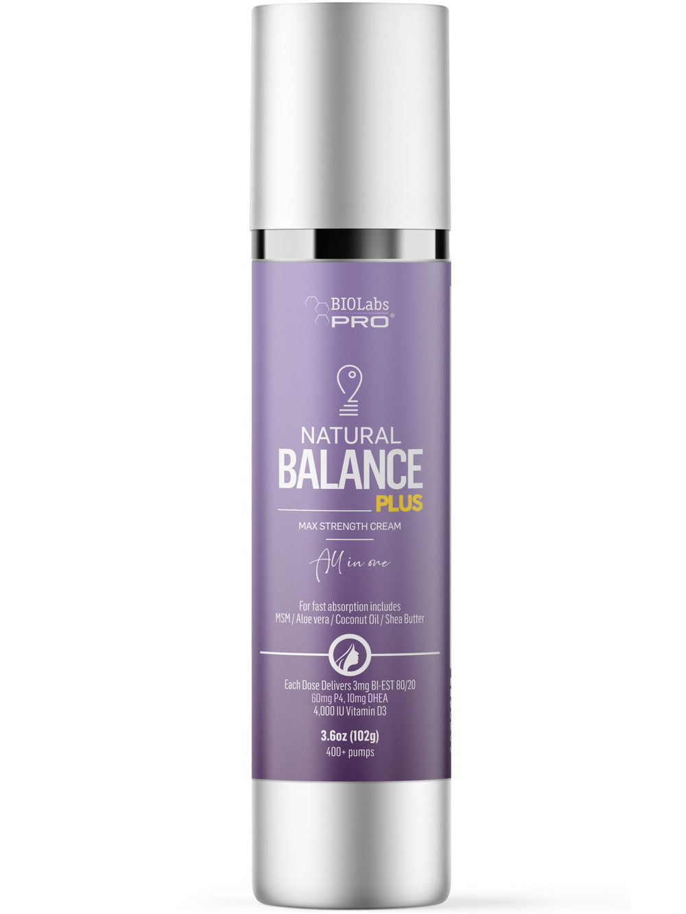 Biolabs Pro crema bioidentica de combinacion con bomba de precision, entrega constante