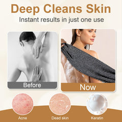Blissal Toalla Exfoliante para ducha, foco doble cara, exfoliación equilibrada sin irritación