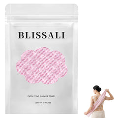 Blissal Toalla Exfoliante para ducha, foco dorso, exfoliación suave para piel limpia