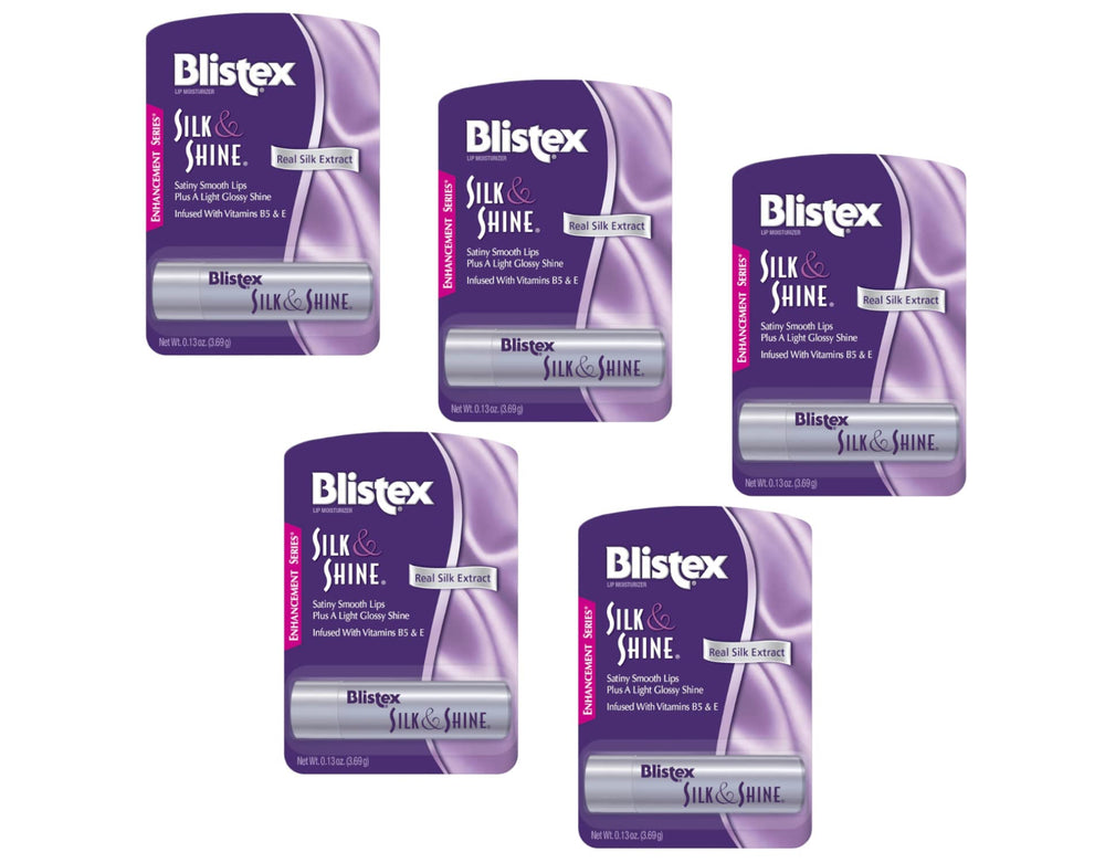 Blistex Silk & Shine paquete 5, labios suaves con brillo ligero para uso diario.