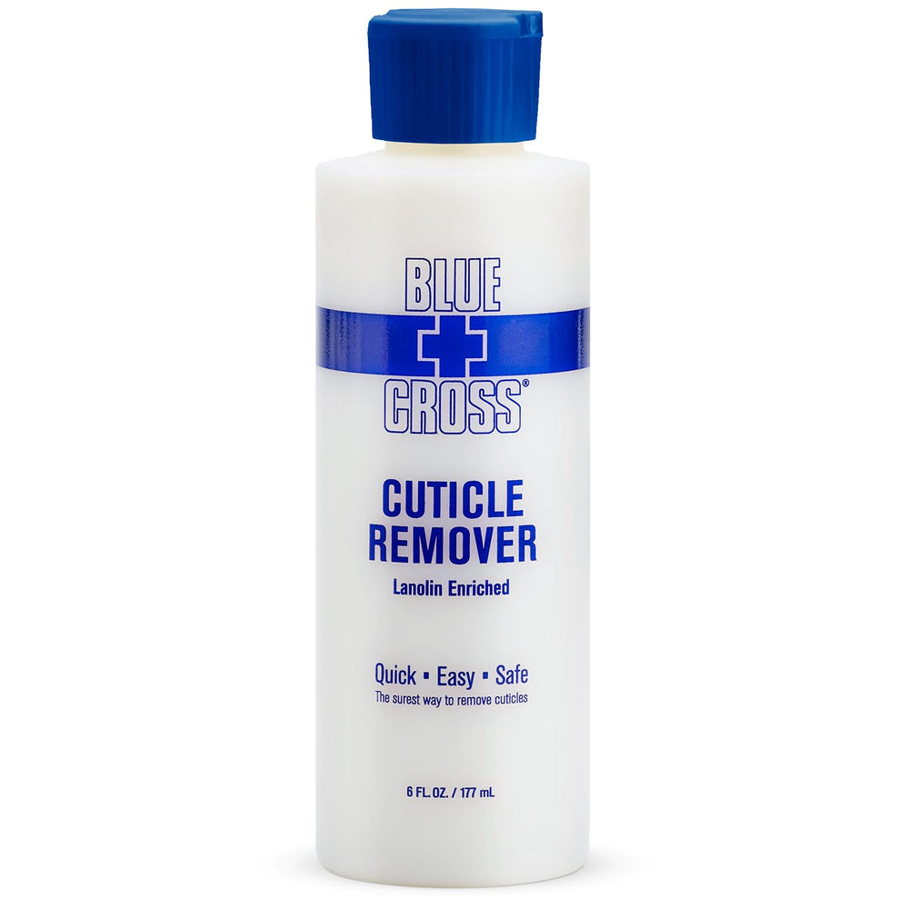 Blue Cross Cutícula Remover Líquido Botella: tratamiento rápido para cutículas suaves y uñas limpias.