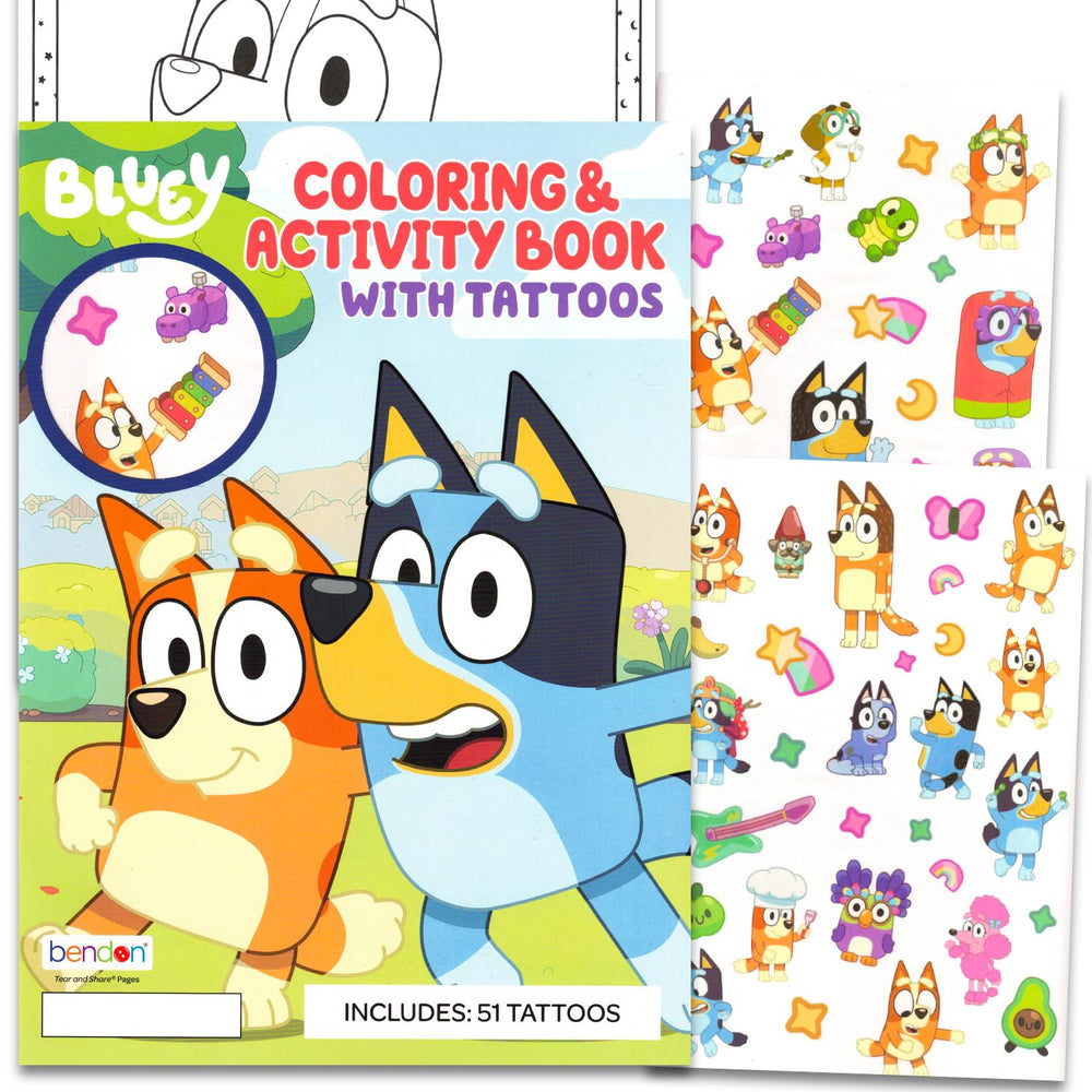 Bluey tatuajes temporales con diseño colorido para fiestas, fácil de aplicar
