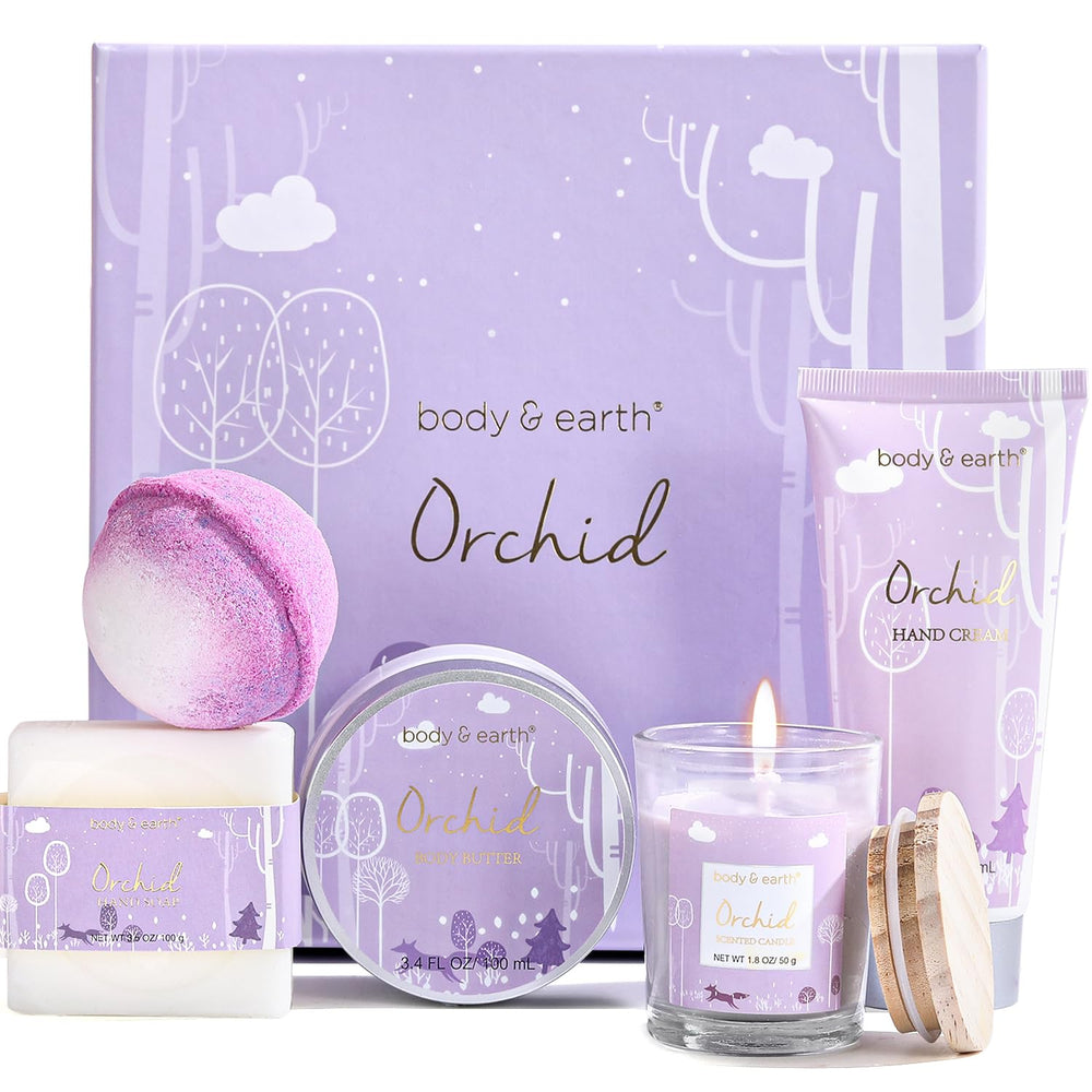 BODY & EARTH vela de orquídea para spa en casa, aroma suave y relajante.