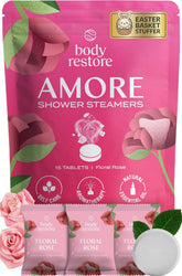Body Restore bombas de baño rosas en empaque, ideal para regalo relajante.