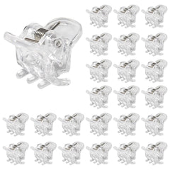 BokWin pinzas mini 10 mm transparentes, vista frontal para fijar peinados diarios.