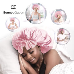 BONNET QUEEN XXL con cinta de ajuste para un ajuste seguro durante la noche.