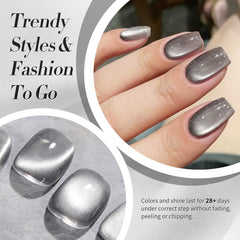 Gel imantado de Born Pretty para uñas, tono gris luna, efecto ojo de gato