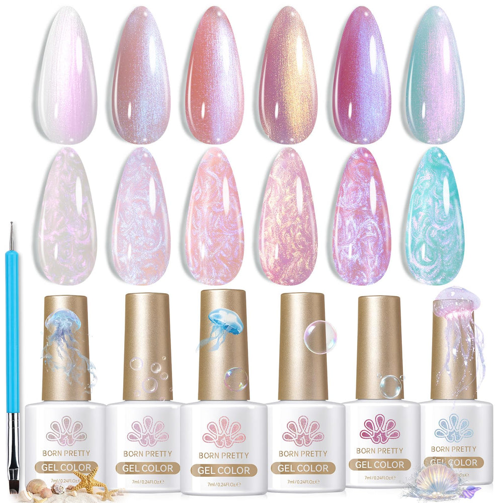 Born Pretty Esmalte Gel Perla Aurora, botella con acabado brillante para uñas.