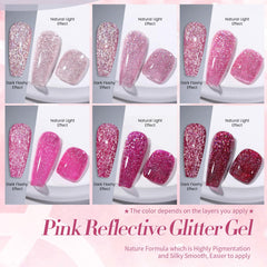Born Pretty esmalte gel rosa holografico, efecto 3D para fiestas y eventos.