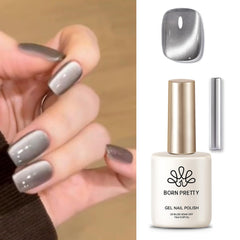 Born Pretty Gel imantado para uñas, efecto ojo de gato gris luna y brillo duradero