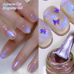 Efecto ojo de gato en uñas con gel magnético de Born Pretty, acabado elegante.