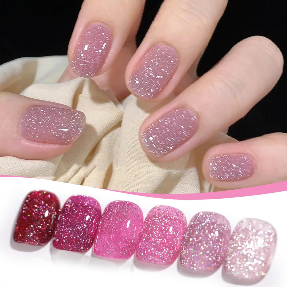 Born Pretty gel purpurina rosa reflectante, brillo deslumbrante para looks nocturnos.