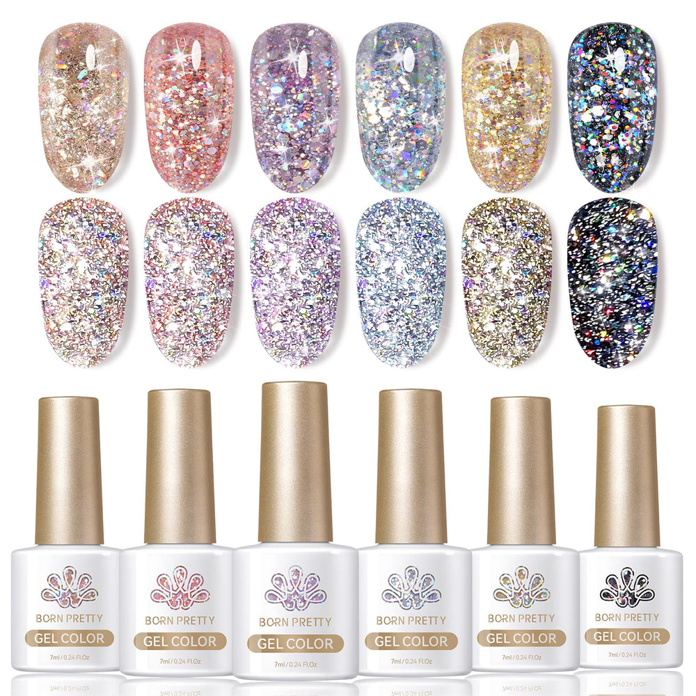 Born Pretty gel con purpurina rosada para uñas y brillo intenso