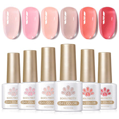 Born Pretty Jelly Nude Pink: botella con tono translúcido suave para capas personalizadas.