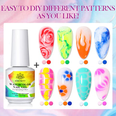 Born Pretty Nail Blooming Gel crea efecto mármol en uñas elegantes.