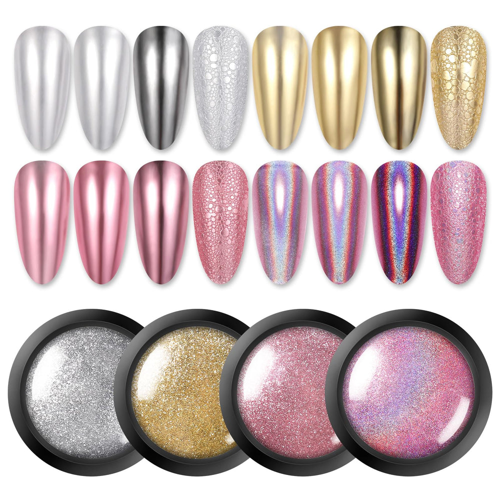 Born Pretty polvos metalico cromo oro para acabado espejo en uñas