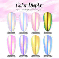 Polvo de uñas Born Pretty con efecto iridiscente para brillos sutiles.