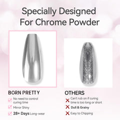 Born Pretty Top Gel, aplicación fácil para lograr capa lisa antes del polvo cromado.