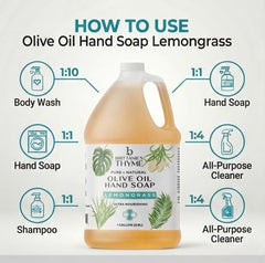 Brittnie’s Thyme Jabón Castile puro limón grass uso en cuerpo para ducha suave