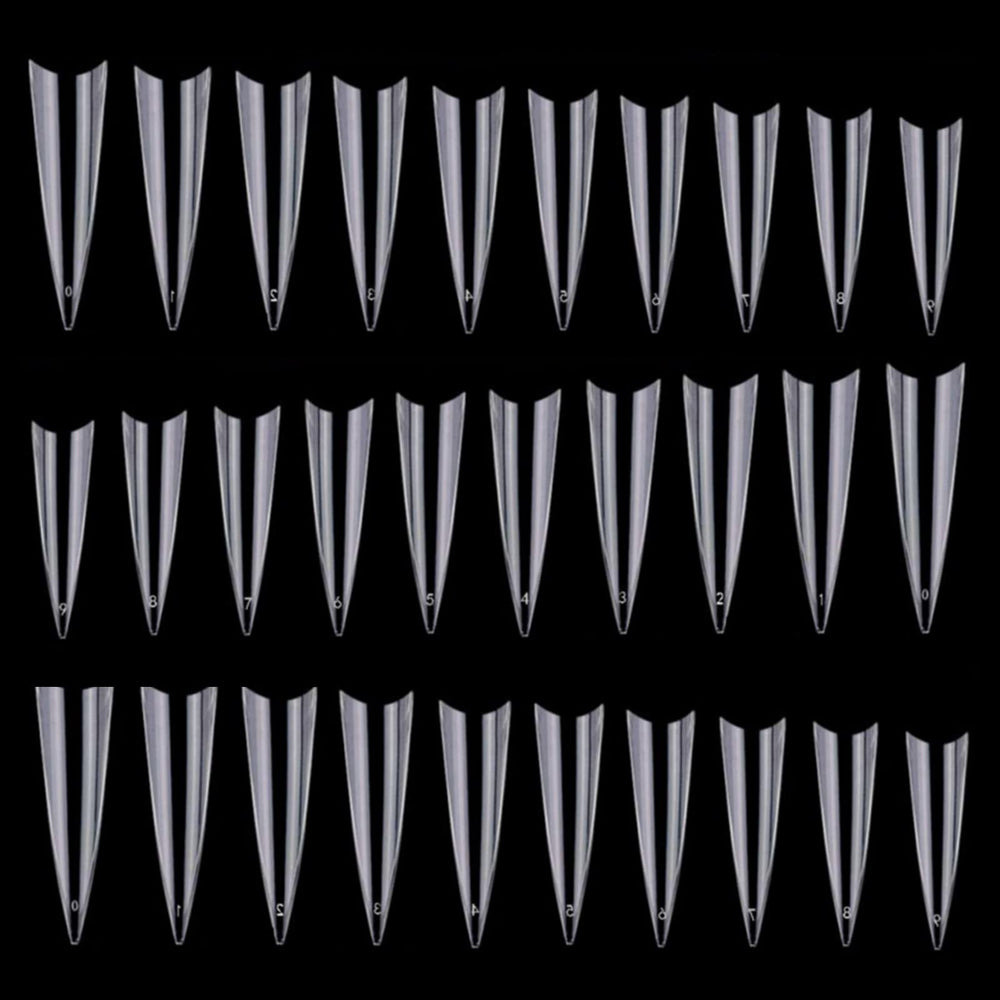 BTYMS tips stilettos transparentes, 600 piezas, fáciles de cortar para uñas acrílicas.
