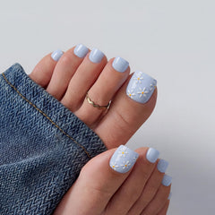 BTArtbox Uñas postizas Porch Sky con forma cuadrada para un look elegante y acabado de salón.