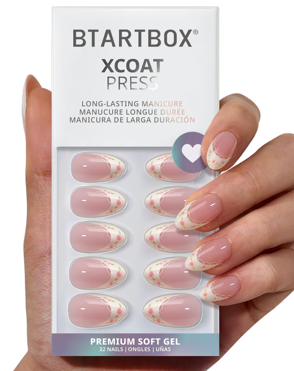 BTArtbox Uñas press-on Frances Sunprint para un acabado elegante