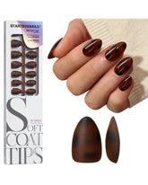 BTArtboxnails SoftCoatTips: patrón tortuga almendra, uña de aspecto natural para casa