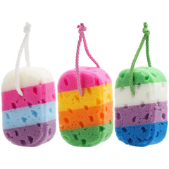 BTYMS esponja de baño exfoliante 3 piezas para una limpieza suave y envolvente.