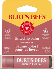 Burt's Bees bálsamo labial tintado Rojo Dahlia para hidratación natural diaria.