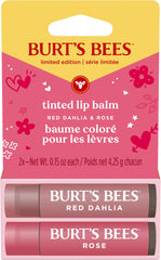 Burt's Bees bálsamo labial tintado tono dalia roja para look natural