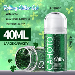 CAHOTO glitter verde roll-on para eventos festivos y looks temáticos.