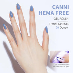 CANNI Esmalte gel azul claro, acabado de alto pigmento para menos capas.