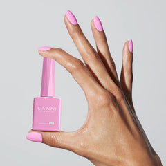 CANNI gel rosa, acabado brillo alto para uñas destacadas.
