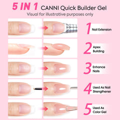 CANNI gel de construcción, refuerzo flexible para uñas resistentes.