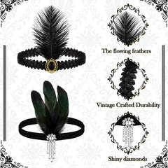 Diadema Ceenna diseño vintage con plumas negras