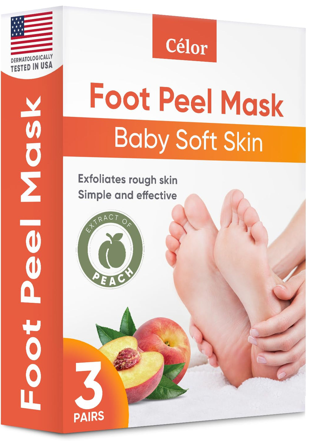 CÉLOR Foot Peel Mask en uso en pies para piel suave y lisa.