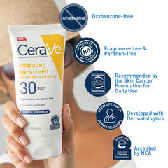 CeraVe protector solar mineral hidrata la piel durante el día.