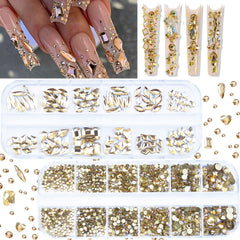 CESUSME piedras cristal champagne oro para uñas, ideal para brillos duraderos.