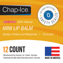 Chap-Ice empaque hecho en Estados Unidos para cuidado confiable de los labios.