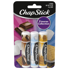 ChapStick S'mores coleccion tres tubos: hidratación diaria y sabor equilibrado.